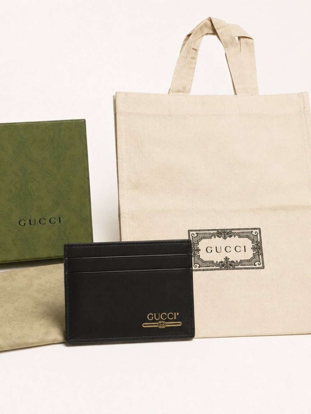 Authentic Gucci Black Leather Bifold Wallet w/ Box, Tissue & Gift Bag